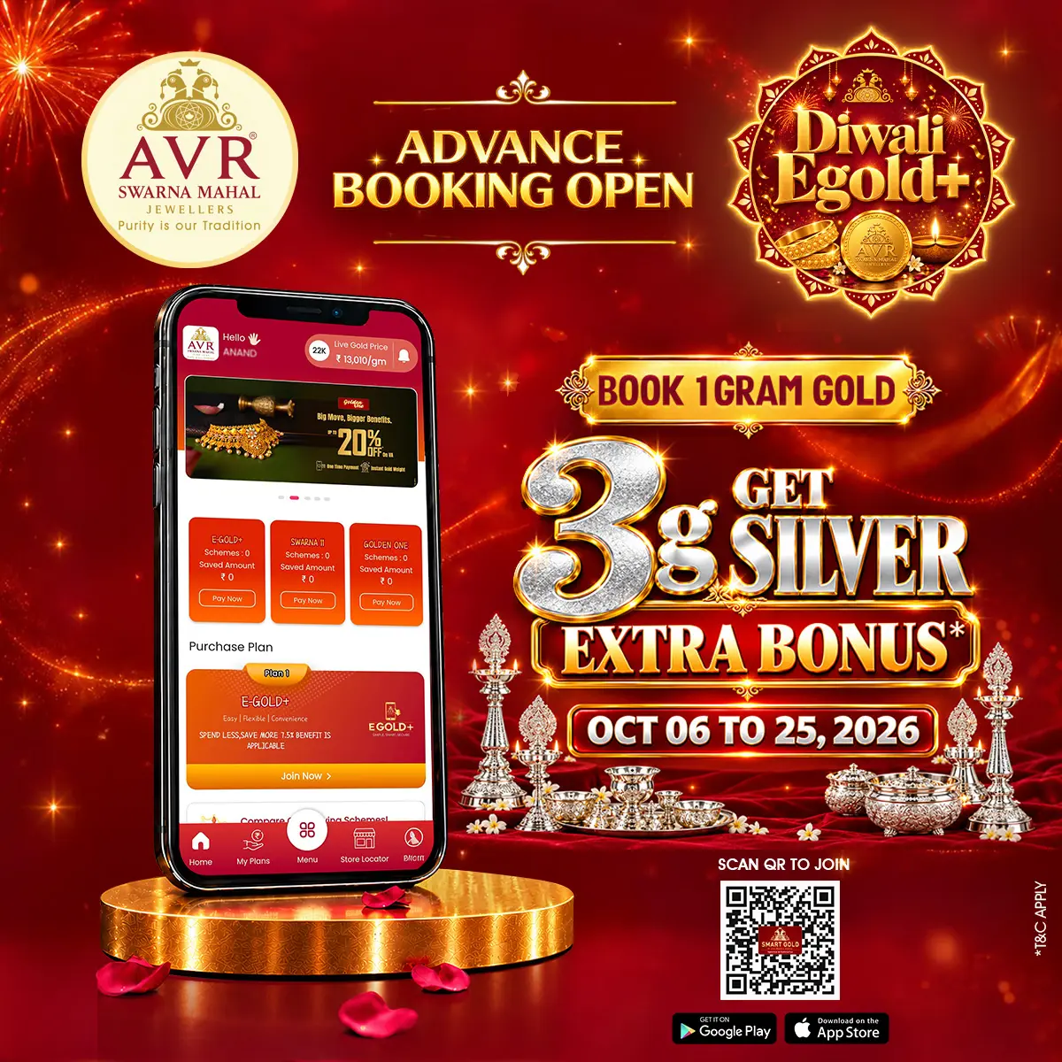 Festive Diwali gold jewellery artwork for the Egold+ savings scheme